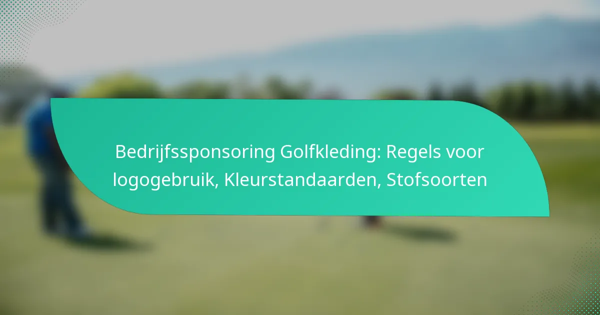 Bedrijfssponsoring Golfkleding: Regels voor logogebruik, Kleurstandaarden, Stofsoorten