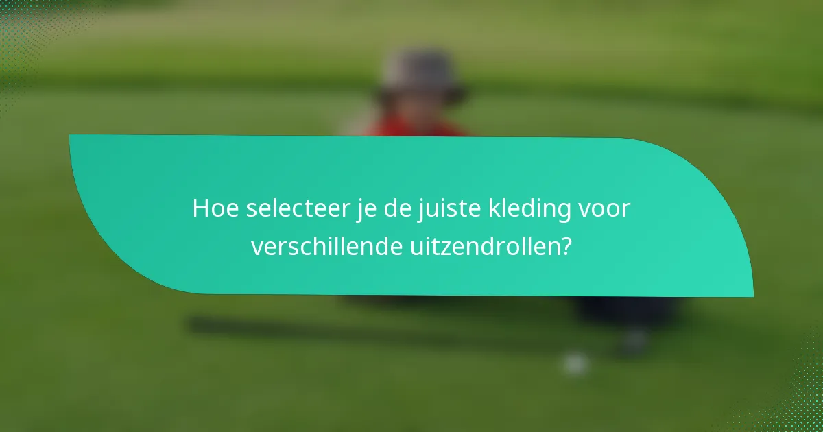 Hoe selecteer je de juiste kleding voor verschillende uitzendrollen?
