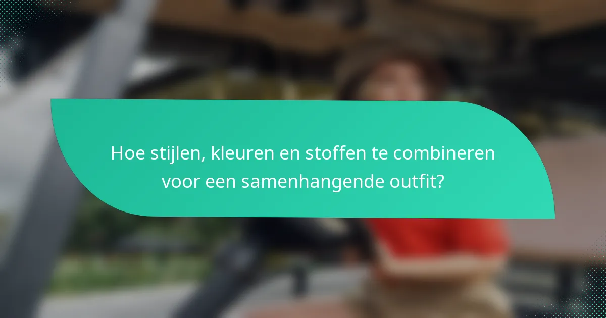 Hoe stijlen, kleuren en stoffen te combineren voor een samenhangende outfit?